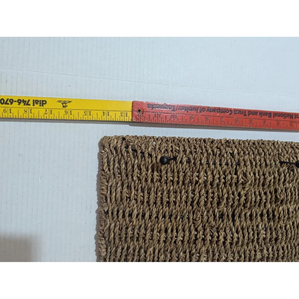Woven Seagrass Wicker Tray Rectangular Footed Riser Brown Coastal Boho 13x8